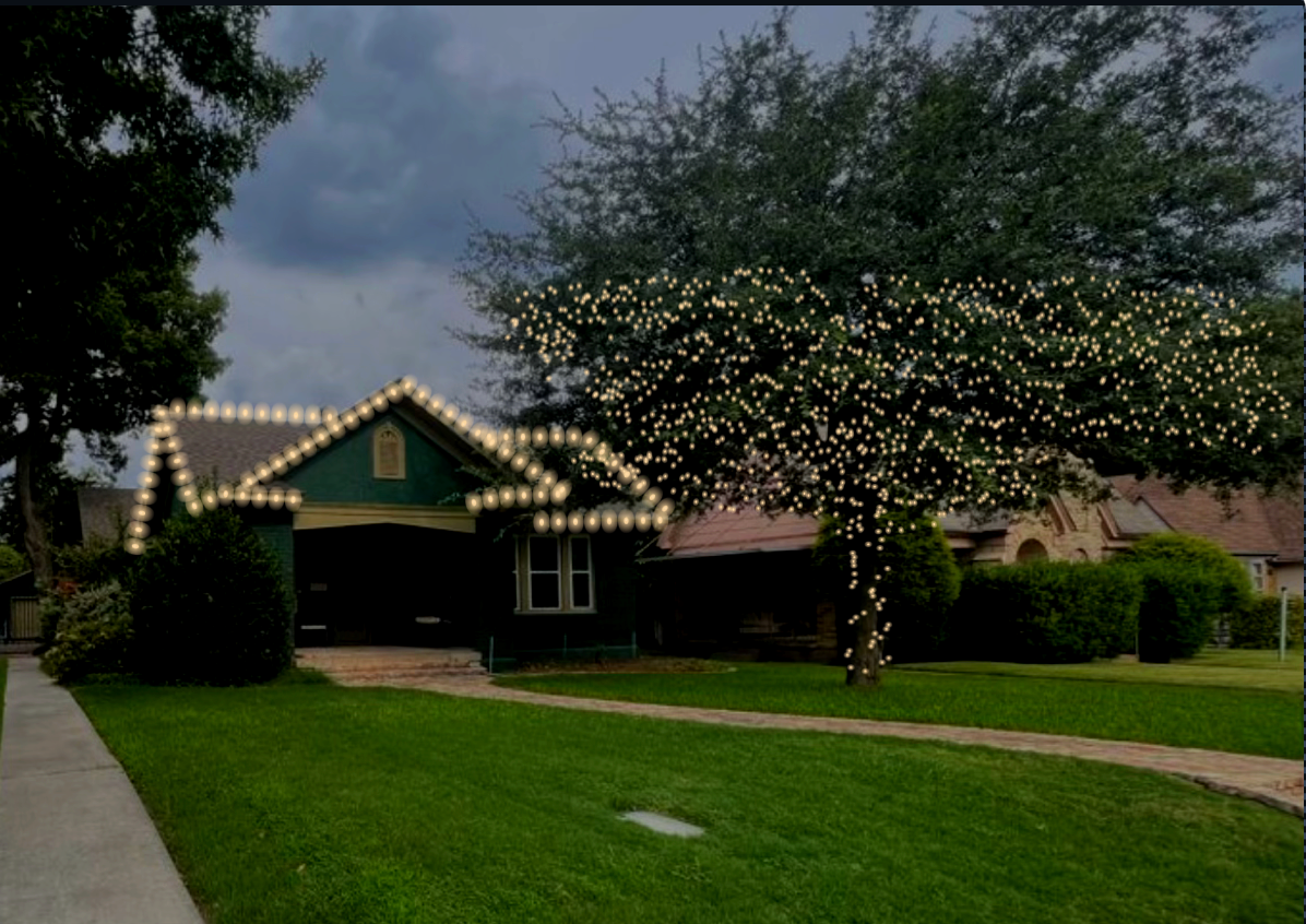 Designing Christmas lights on a home photo with Grants Pro Estimator