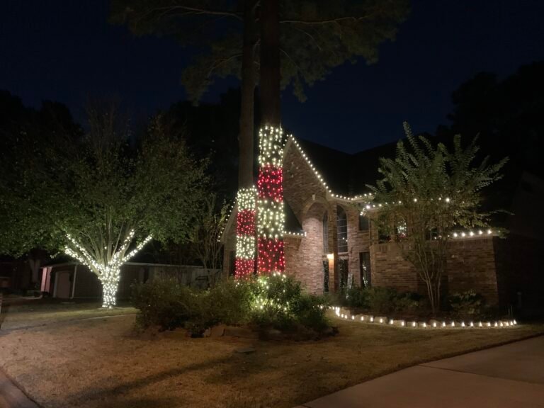 Lone Star Christmas Lighting tree wrapping Christmas lights in Spring, TX (photo 2)