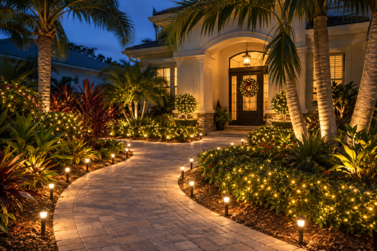 Workspro US Remodeling Corp landscape and walkway Christmas lights in Bradenton, FL (photo 4)