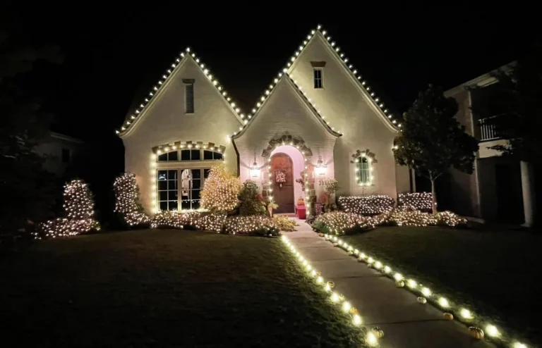 Warm white C9 roofline and walkway lights